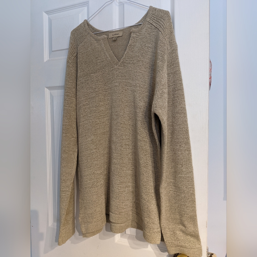 Beige Men's V-Neck Le Chateau Sweater